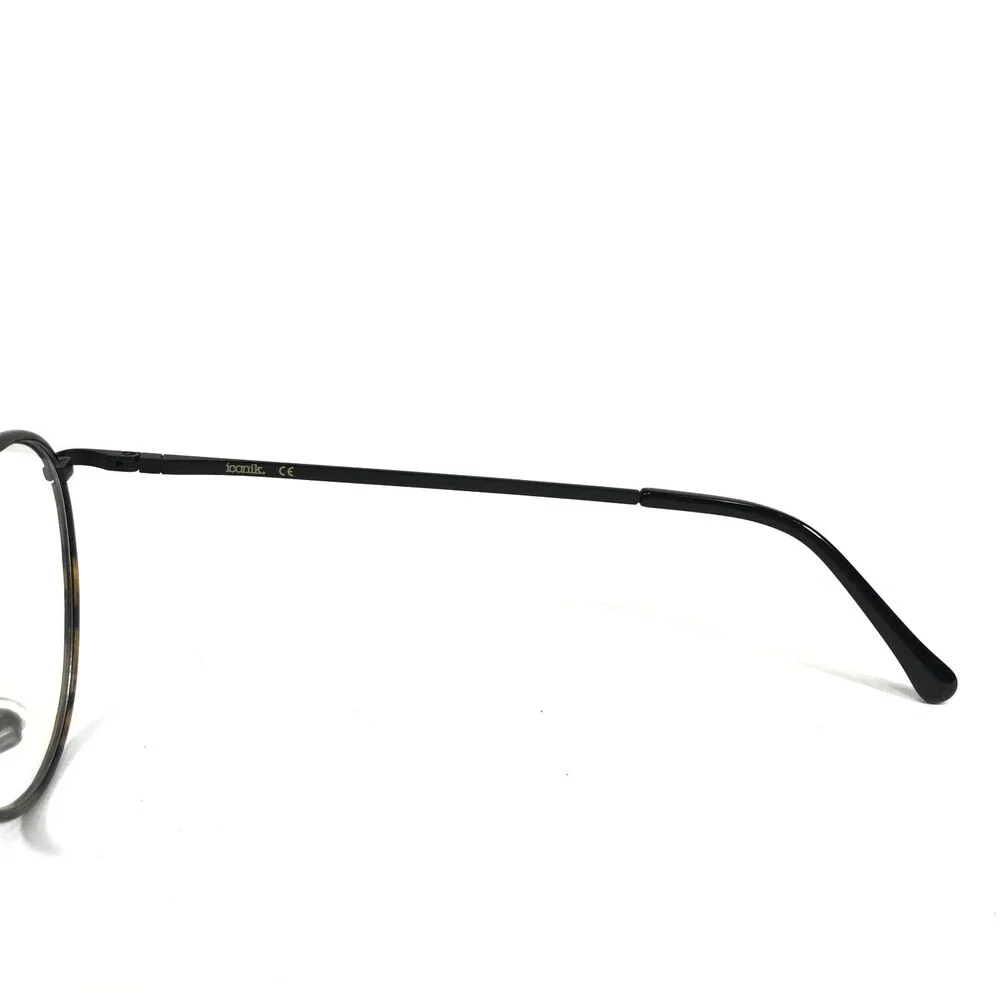Iconik Eyeglasses Frames Siren C03 Black Brown Tortoise Round Wire Rim 50-20-145